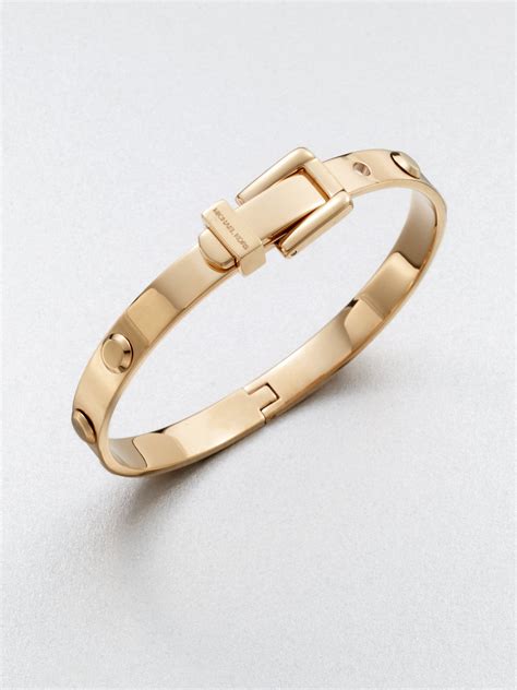 michael kors heritage gold and rose buckle bangle|michael kors bangle watch.